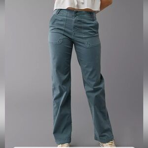 AE Stretch High-Waisted Stovepipe Pant SHORT in Turquoise Water